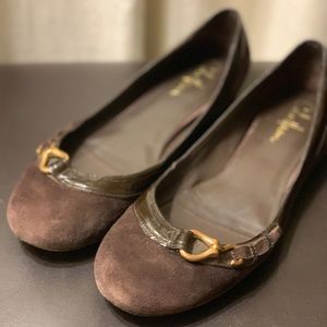 Cole Haan Buckle Suede Ballet Flats